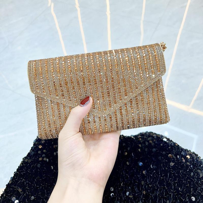 Трансграничный модный клатч на цепочке с бриллиантами – Универсальная вечерняя сумка, кроссбоди, на плечо или подмышку