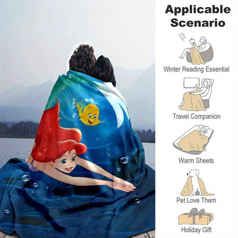 1 шт., Плед-хвост русалки принцессы Диснея Ариэль, Домашний декор, Плед для дивана, Плед для улицы, Подарок друзьям, Фланелевая покрывало