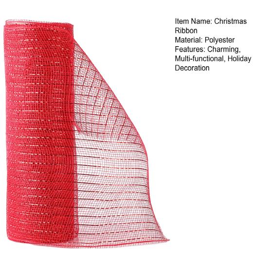 Рождественская сетчатая лента 10 дюймов x 10 ярдов Красно-красная полосатая с металлизированной фольгой сетчатая лента рулон для венков гирлянд поделок рождественской елки домашнего декора