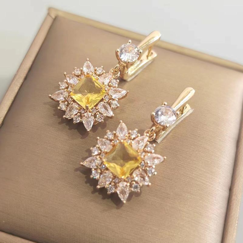 Роскошные серьги с кристаллами для женщин, новинка 2023 года, серьги-капли золотого цвета с цирконием, модные свадебные, помолвочные и вечерние ювелирные аксессуары