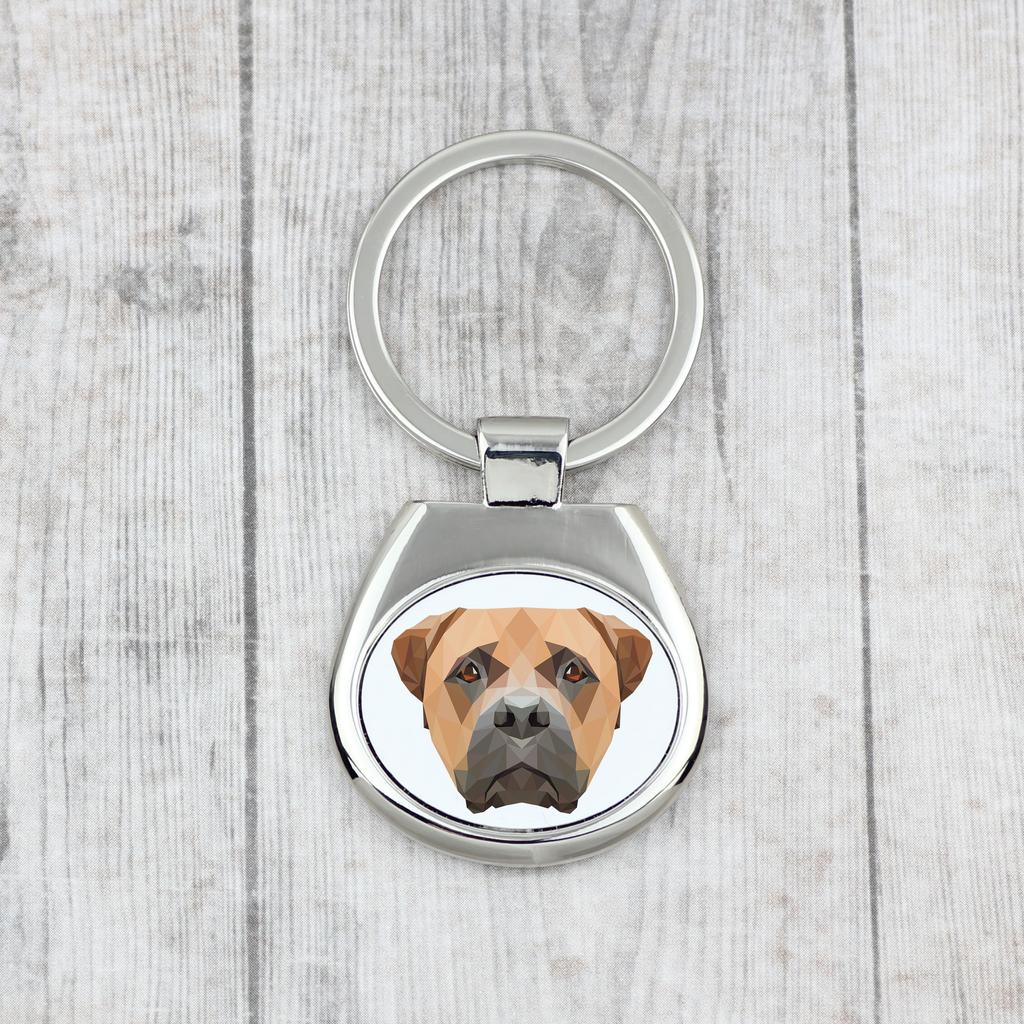 Bullmastiff - Geometric Keychain with a Photo and the Inscription Art-Dog