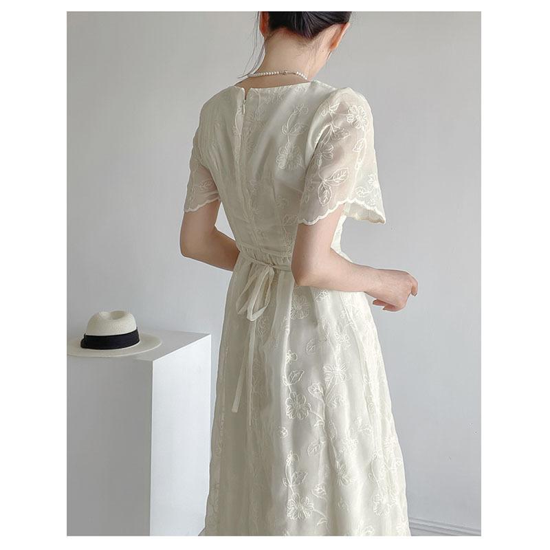 Summer Square High Waist Dress Stylish Beach Vacation Casual Dresses