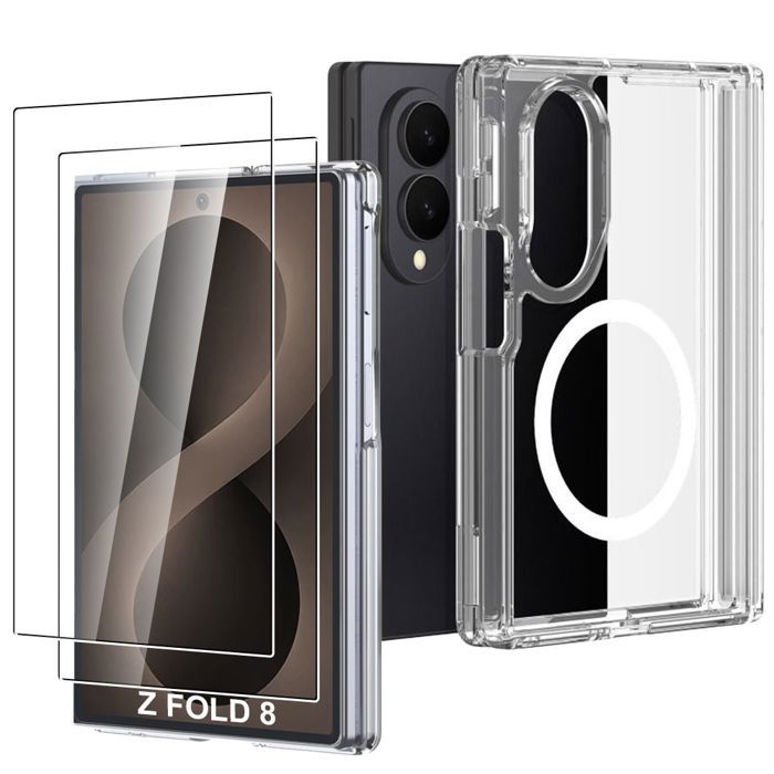 Coque pour Samsung Galaxy Z Fold 8, Protection avec Cercle Magnétique Antichoc - 2 Verres Trempés