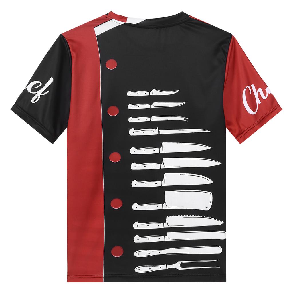 Мужская модная футболка шеф-повара с короткими рукавами и графическим принтом с круглым вырезом, ресторанная кухонная форма