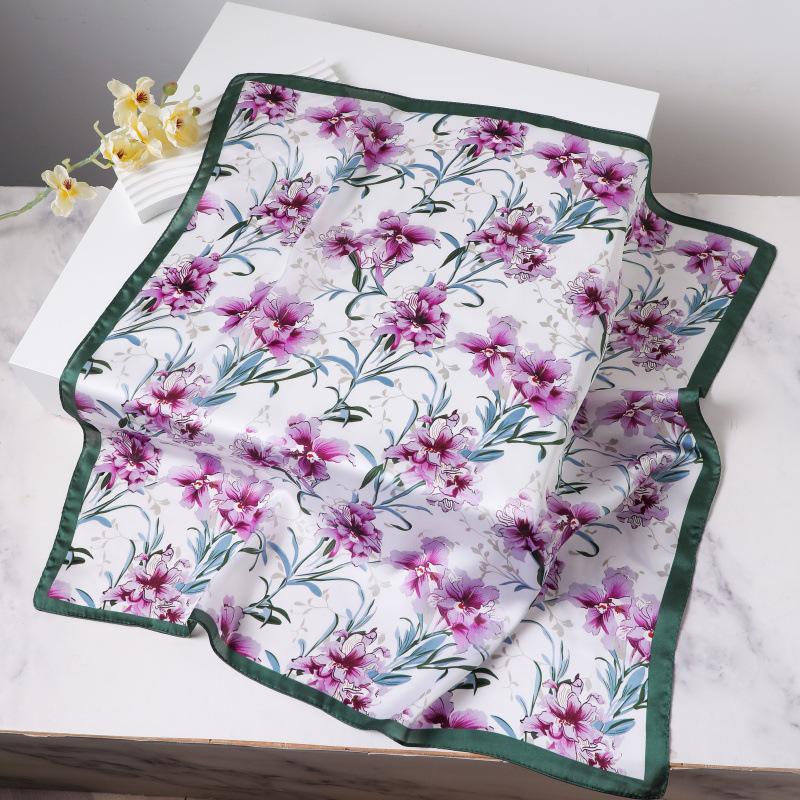 Шелковый женский квадратный шарф - Китайский стиль платок на голову для весны, лета, осени - Защита шеи и согревающий - Элегантный тонкий стиль для мамы