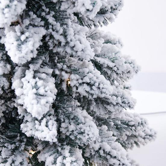 Мини-елочное украшение, искусственный снег, флокированная рождественская елка, светящаяся сосна с деревянной основой для украшения праздников в помещении и на открытом воздухе