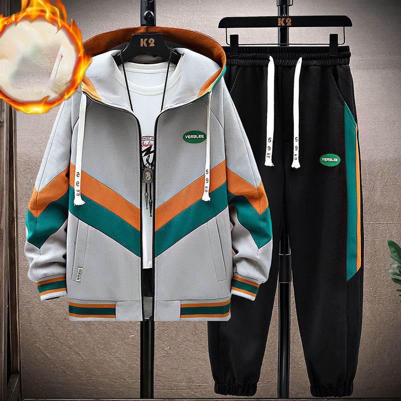 Spring Autumn Men's Sets Korean Fashion Joggers Suit Men Casual Men Patchwork Streetwear Hooded Tracksuit Men Two Piece Set