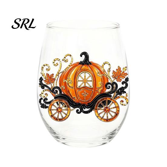 Decorative Aesthetic Water Tumblers Stemless Wine Glasses with Marine Animal Pattern, 420ml Capacity, High Borosilicate Cute Egg Shaped Glass
