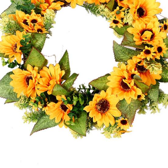 Искусственный Ротанг Подсолнух Гирлянда Венок Домашнее Кафе Стена Партии Висячий Декор