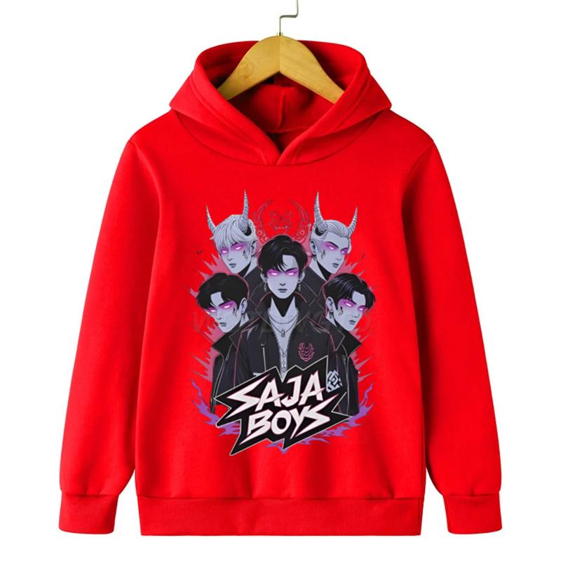 Детское худи в стиле Харадзюку с графическим принтом 'Saja Boys' - Аниме/K-pop тематика