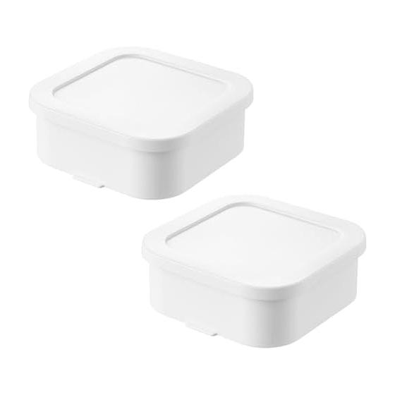 Yamazaki Jitsugyo Easy to Warm Standing Frozen Rice Container Set of 2 White W12.2 x D12.2 x H4.5cm (per piece) Tower Dishwasher/Microwave Safe with