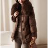 Jianhu Women's Elegant Mid-Aged Winter Down Jacket with Large Fur Collar