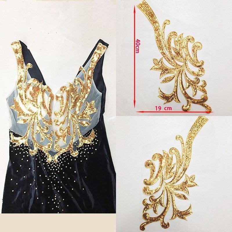 Silver Lace Fabric Embroidered Gown Appliques Flora Collar Mesh Baroque Vintage Sew On Patches For Wedding Decoration Dress DIY