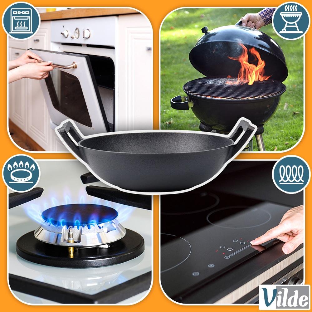 Cast Iron Wok Deep Frying Pan For Frying And Stewing Asian Dishes 32 Cm