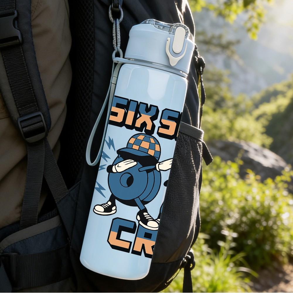 1PC Six Seven Bruh Robot Letter 750ml Color Plastic Sports Water Bottle Leakproof Flip Straw Lid Suitable for Sports Office Home Use