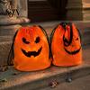 Costume Accessory LED Drawstring Pumpkin Backpack for Kids, Halloween Light Up Candy Bag with Durable Polyester Holder String Light, Reusable Trick or