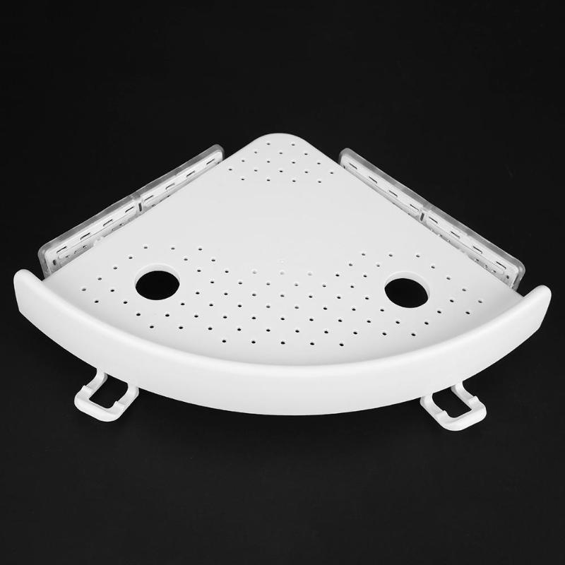 Bathroom Plastic Snap Up Corner Shelf Shower Storage Wall Holder Shampoo Holder