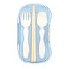 Mii Trio Cutlery Set, Blue, Bento Chopsticks, Children's Chopsticks, Spoon, Fork Set with Case, Made In Japan