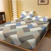 1 Simple Modern Rectangular Geometry Printed Matte Fitted Sheet, Bedroom Printed Bed Cover, Bedding (Excluding Pillowcases)