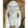 Spring Slim Jacket Women's New Shoulder Pinched Waist Hooded Sweater Waist Top