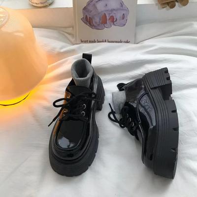 Черные туфли на платформе, универсальные, на шнуровке, из маленькой кожи, женские, весна-лето 2025, новые, в стиле ретро, британском стиле, японские jk, одинарные туфли