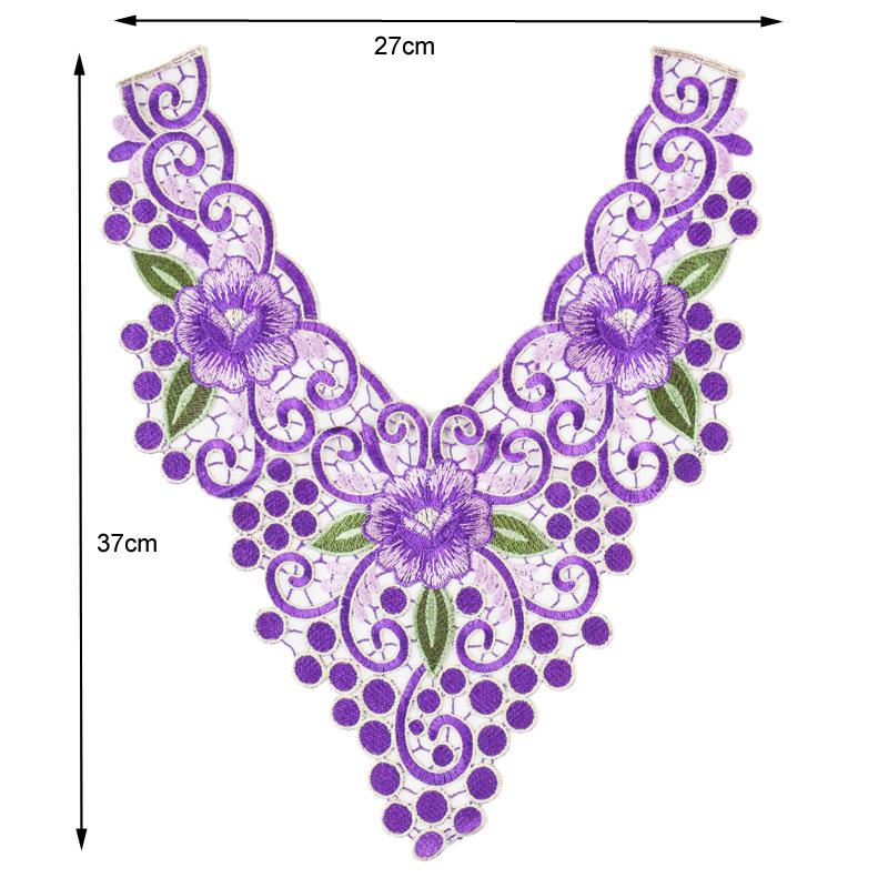 Коричневое платье из кружевной ткани с цветочным узором, аппликация, блузка, отделка для шитья, вырез «сделай сам», воротник, украшение костюма, аксессуары
