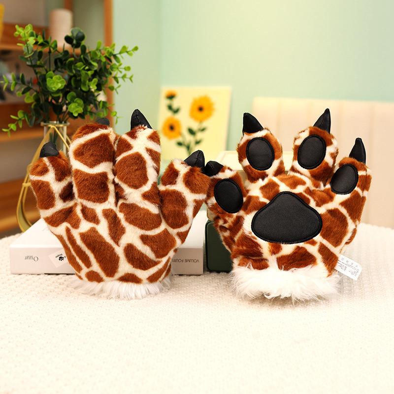 Мультяшный Животный Тигр Хвост Лапа Плюшевая Игрушка Динозавр Леопард Перчатки Повязка на Голову Кукла Детский Реквизит для Выступлений