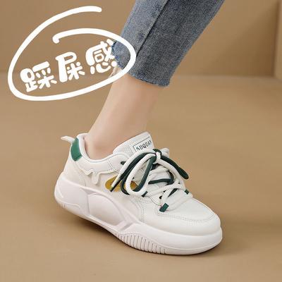 Кожаная платформа женская обувь универсальные маленькие белые туфли женские ins популярные папины кроссовки 2025 весна новая обувь спортивная обувь