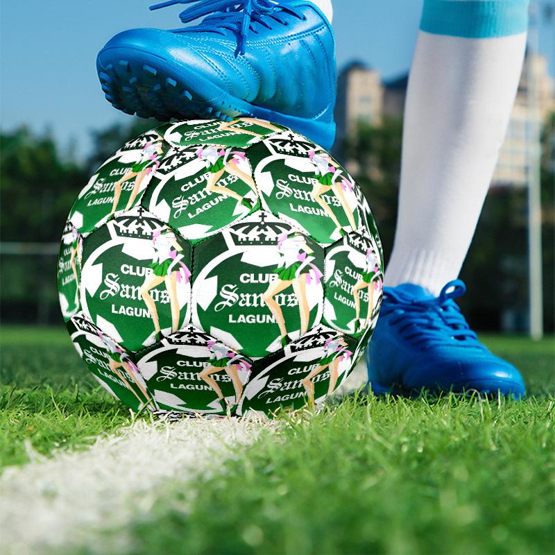 Club Santos Laguna Print Size 5 Soccer Ball, PU Wear Resistant Football for Match Training and Daily Practice, Birthday Gift for Soccer Fans