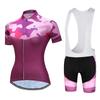 Quick Dry Short Sleeve Cycling Jersey White Bib Pants Bicycle Clothing Set Sport Jerseys Camouflage Pattern Women Cycling Clothes Suits