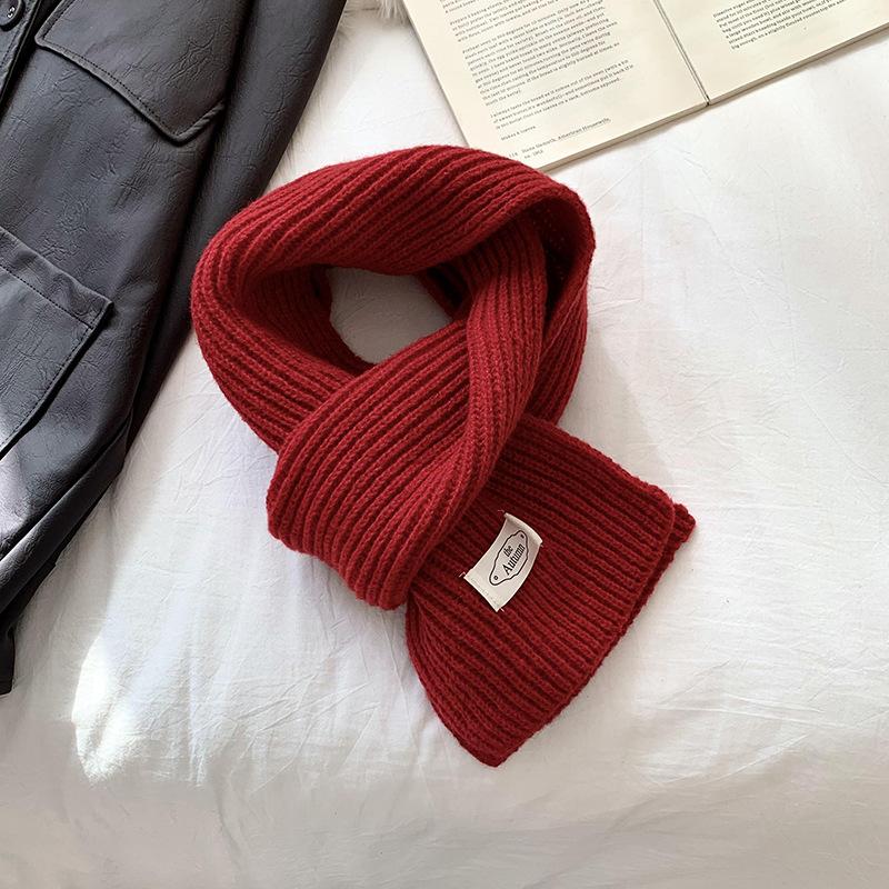 Solid Color Scarf Women's Winter Versatile Knitted Warm and Cold-proof Couple Student Scarf Tide