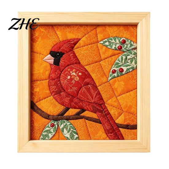 Relaxing Art Projects No-Sew Japanese Fabric Kit, DIY Mosaic Kits for Adults Beginners, Quilted Wall Collage Craft with Frame & Tools, Kits,