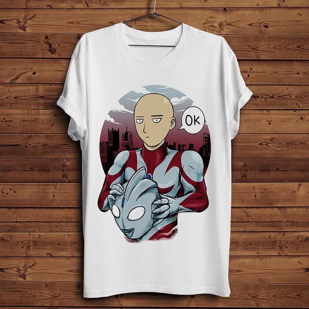 One Punch Hero Saitama OK Man Funny Anime Graphic T‑Shirt Men Women White Casual Crew Neck Short Sleeve Unisex Soft Cotton Streetwear Daily Tops