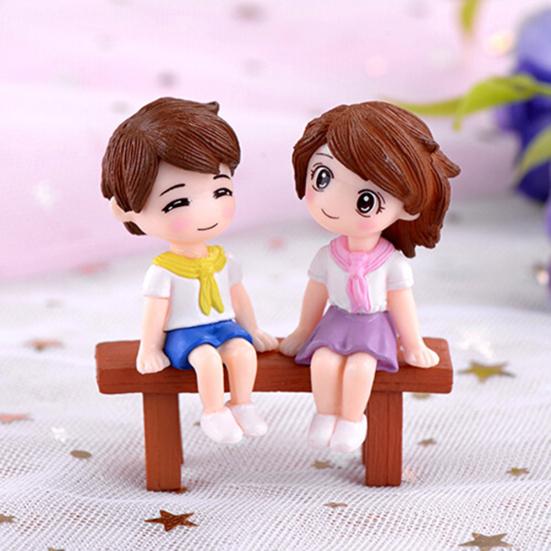 Мини-девочка, мальчик, парковая скамейка, модель, фигурка, миниатюрный ландшафтный орнамент, декор своими руками