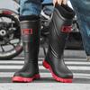 High Tube Rain Shoes Men's Non-slip Waterproof Fashion Medium Tube Rain Boots Warm Rubber Shoes Kitchen Work Long Tube Water Shoe Cover Shoes