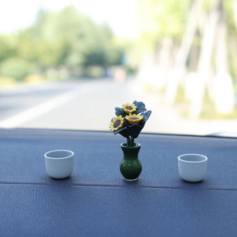 Украшение интерьера автомобиля, мини-ваза с подсолнухом, центральная консоль, зеркало заднего вида, украшение для внедорожника, аксессуары, женские подарки
