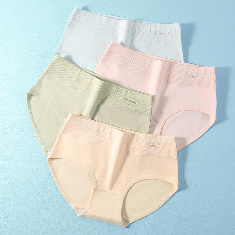 В упаковке 4 предмета женского нижнего белья из чистого хлопка с принтом, хлопковое нижнее белье со средней талией, простые и дышащие трусы