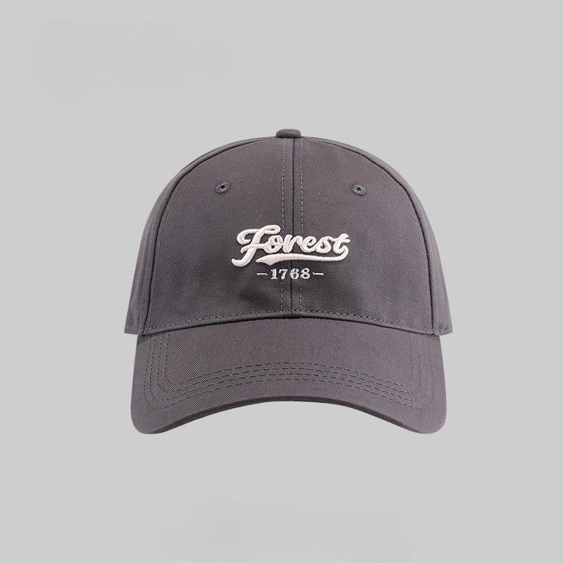 Letter Embroidered Baseball Cap for Women with Big Round Face Suitable for Beige Versatile Wide Brim Showing Face Small Duckling Cap