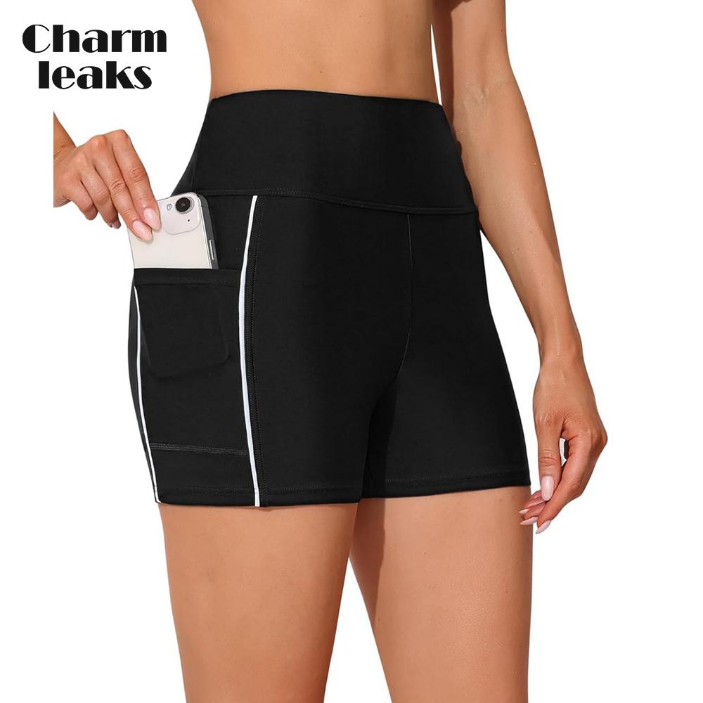 Женские спортивные шорты для плавания Charmleaks, эластичные шорты для плавания, плавки Boyleg