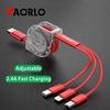 VAORLO Зарядный кабель 3 в 1, выдвижной USB-кабель для зарядки для XiaoMi HuaWei Samsung 2.4A, портативный зарядный кабель для быстрой зарядки Micro Type-C, 8 контактов