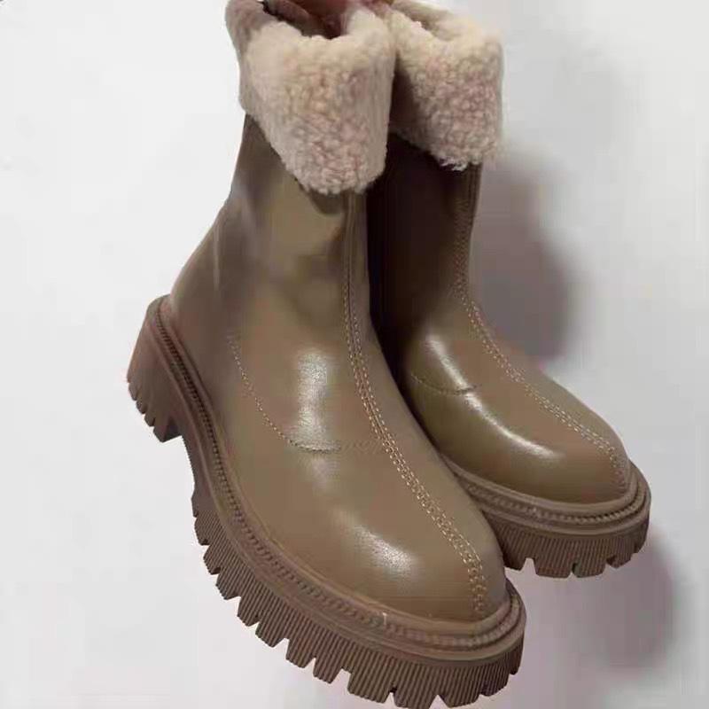 Коричневые длинные рыцарские ботинки на толстой подошве, женская обувь 2024 года, новая осенне-зимняя мягкая зимняя обувь, зимние ботинки