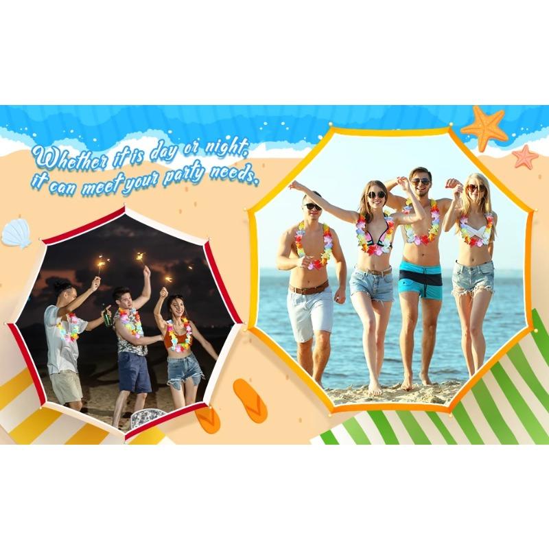 10 шт. Светодиодные гавайские леи Светящиеся цветочные леи Ожерелье Цветы Луа Венок Гирлянды Пляжная свадьба Тропическая тематическая вечеринка Принадлежности