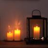 Homemory Flickering Flameless Battery Operated Acrylic LED Pillar Candles with Remote Control and Glass Set of 3 Candles, Timer, Effect, White,