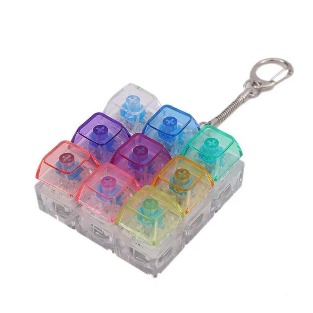 Clear Clicker Decompression Fidget Keychain Colorful Keycap Button Finger Clicker Toys Boys Girls