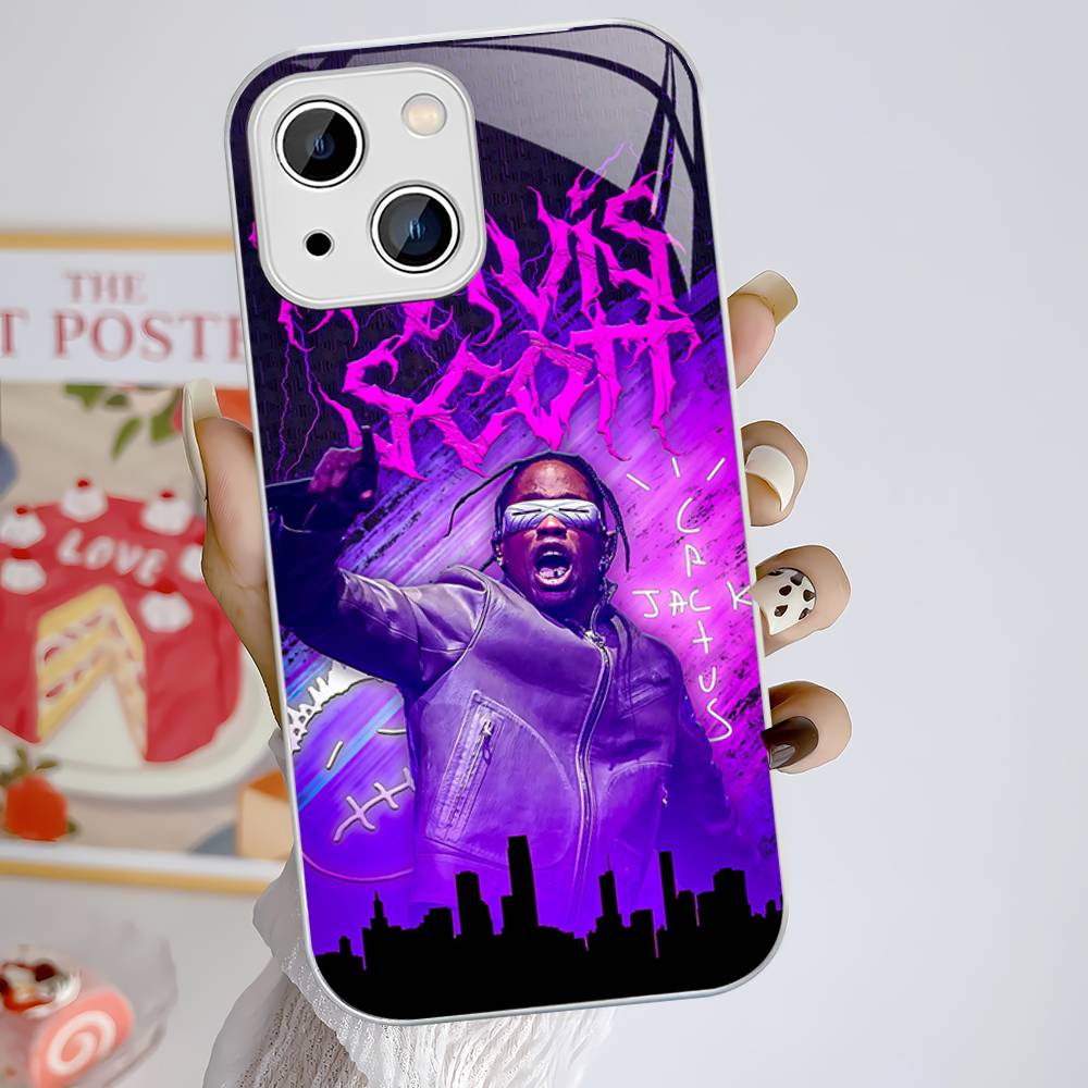 Чехол из закаленного стекла с изображением Трэвиса Скотта для iPhone 14 13 12 Mini 11 Pro XS Max X XR 14 Plus