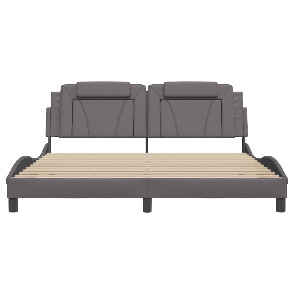 Viana Bed Frame with LED Lighting without Mattress Grey 180x200 cm