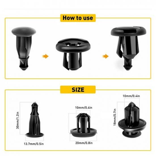 100 PCS Bumper Fender Hood Molding Side Garnish Grille Retainer Clip For Honda I