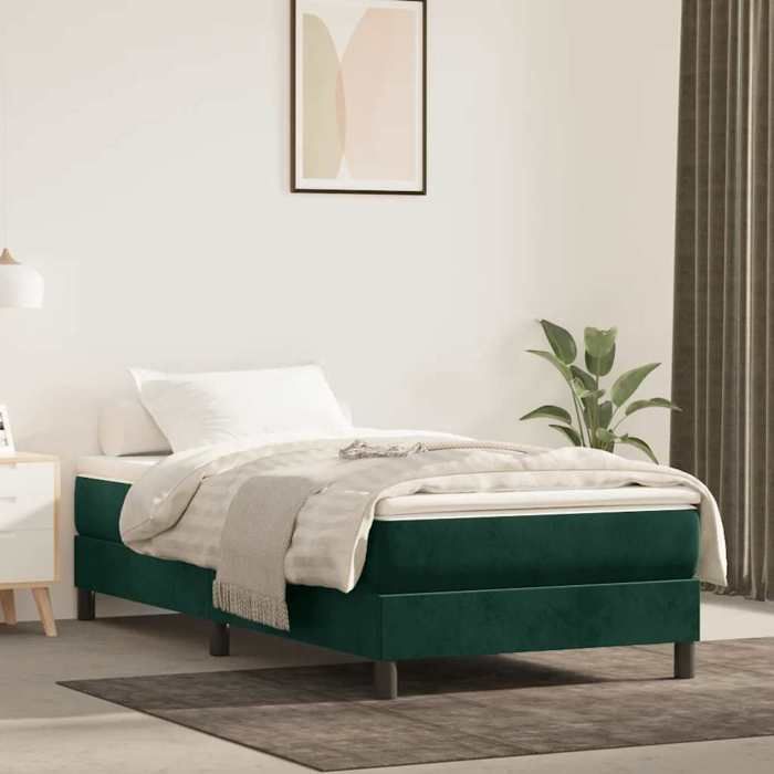 Maison Exclusive - Sommier à lattes de lit et matelas Vert foncé 120x200cm Velours