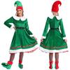 Womens Christmas Elf Costume Velvet Santa Helper Cosplay Fancy Dress Outfits Xmas Festive Suit