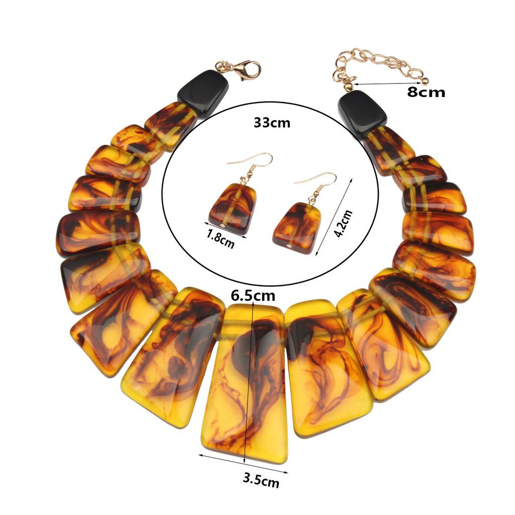 Exaggerated Retro Personalized Necklace Earrings Set Women'S Jewelry Yiwu